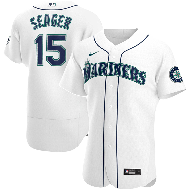 2020 MLB Men Seattle Mariners #15  Kyle Seager Nike White Home 2020 Authentic Player Jersey 1